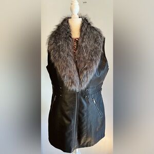 Faux leather and fur vest